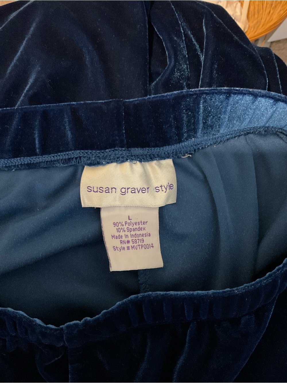 Susan Graver Velvet Straight Leg Pants - Navy - Picture 4 of 4